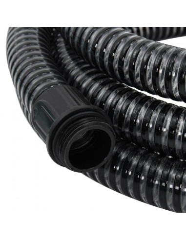 Tubo di Aspirazione con Raccordi in Ottone Nero 1,1" 15 m PVC