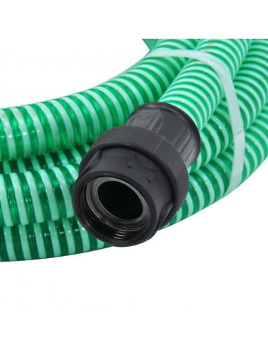 Tubo di Aspirazione con Raccordi in Ottone Verde 1" 4 m in PVC