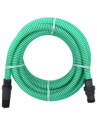 Tubo di Aspirazione con Raccordi in Ottone Verde 11" 10 m PVC