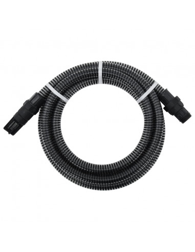 Tubo di Aspirazione con Raccordi in Ottone Nero 1" 4 m in PVC