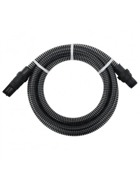Tubo di Aspirazione con Raccordi in Ottone Nero 1" 10 m PVC