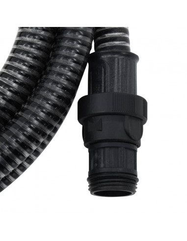 Tubo di Aspirazione con Raccordi in Ottone Nero 1" 10 m PVC