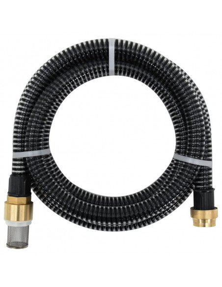 Tubo di Aspirazione con Raccordi in Ottone Nero 1,1" 25 m PVC Tubo di Aspirazione con Raccordi in Ottone Nero 1,1" 25 m PVC