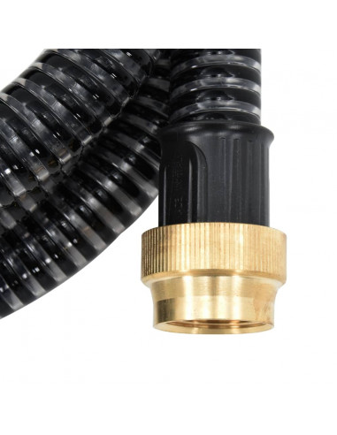 Tubo di Aspirazione con Raccordi in Ottone Nero 1,1" 25 m PVC