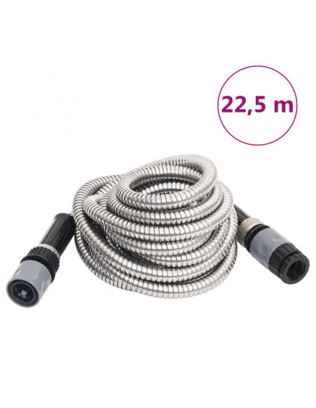 Tubo da Giardino con Ugello Spray Argento 20,6" 22,5 m Acciaio