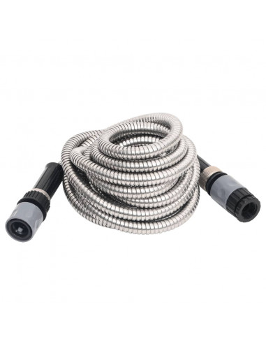 Tubo da Giardino con Ugello Spray Argento 20,6" 22,5 m Acciaio