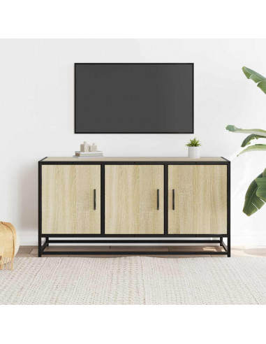 Mobile TV Rovere Sonoma 100x35x50 cm Legno Multistrato Metallo