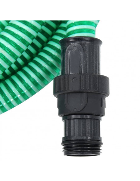 Tubo di Aspirazione con Raccordi in Ottone Verde 1" 7 m PVC