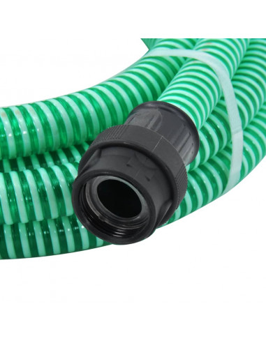 Tubo di Aspirazione con Raccordi in Ottone Verde 1" 7 m PVC