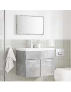 Set Mobili da Bagno 2 pz Grigio Cemento in Legno Multistrato 2