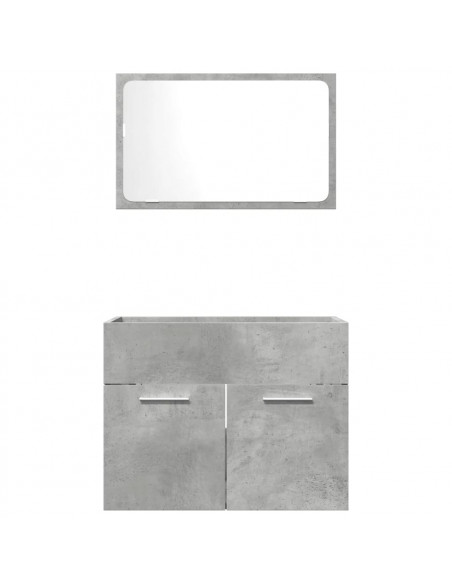 Set Mobili da Bagno 2 pz Grigio Cemento in Legno Multistrato