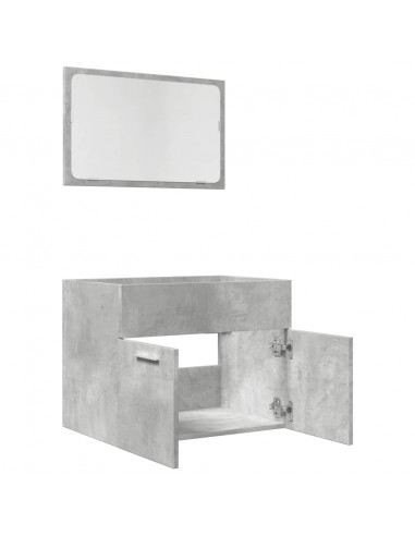Set Mobili da Bagno 2 pz Grigio Cemento in Legno Multistrato