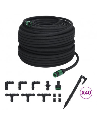 Tubo di Irrigazione da Giardino Nero 0,6" 100 m in Gomma
