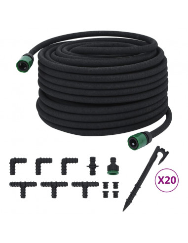 Tubo di Irrigazione da Giardino Nero 0,6" 50 m in Gomma