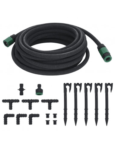 Tubo di Irrigazione da Giardino Nero 0,6" 10 m in Gomma