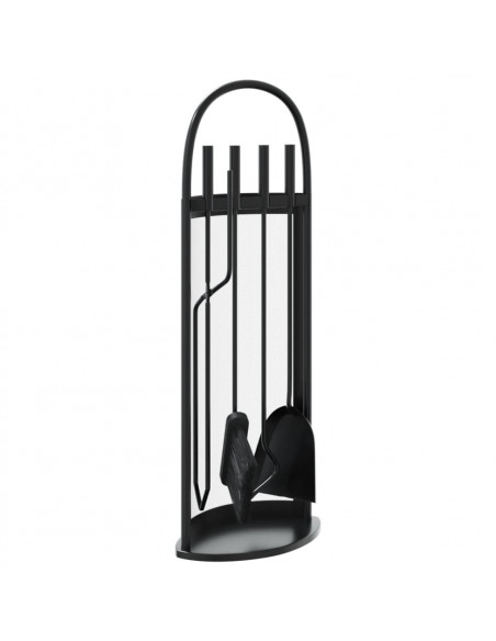 Set Attrezzi per Caminetto 5 pz 23x15x66 cm in Acciaio
