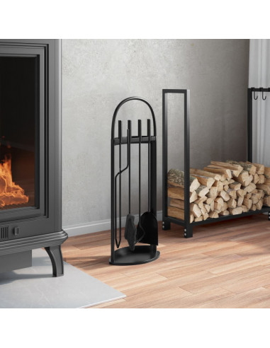 Set Attrezzi per Caminetto 5 pz 23x15x66 cm in Acciaio