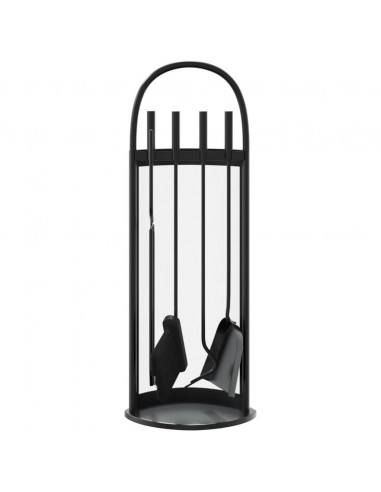 Set Attrezzi per Caminetto 5 pz 23x15x66 cm in Acciaio