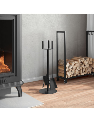 Set Attrezzi per Caminetto 4 pz 22x59 cm in Acciaio