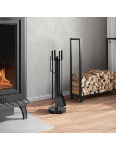 Set Attrezzi per Caminetto 5 pz 18x56 cm in Acciaio