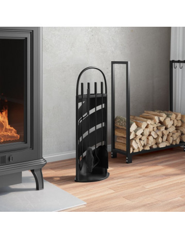 Set Attrezzi per Caminetto 5 pz 23x15x66 cm in Acciaio