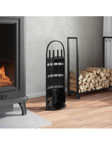 Set Attrezzi per Caminetto 5 pz 23x15x66 cm in Acciaio