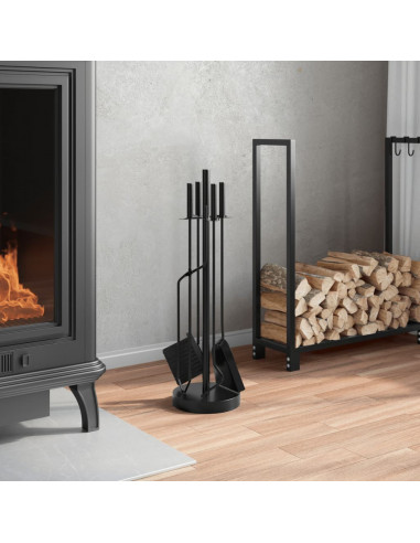 Set Attrezzi per Caminetto 5 pz 18x66 cm in Acciaio