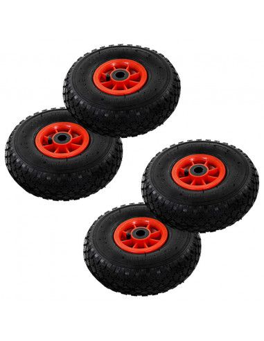 Ruote Carrello a Mano 4 pz Gomma 3.00-4 (245x82)