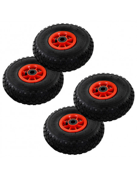 Ruote Carrello a Mano 4 pz Gomma 3.00-4 (245x82)