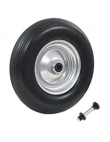 Ruota per Carriola con Asse in PU Solido 4.00-8 390 mm