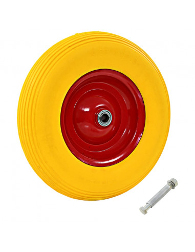 Ruota per Carriola con Asse in PU Solido 4.00-8 390 mm
