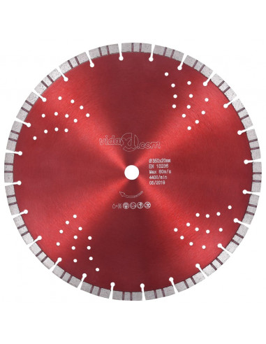 Disco da Taglio Diamantato con Turbo e Fori in Acciaio 350 mm