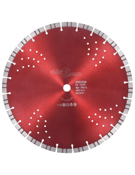 Disco da Taglio Diamantato con Turbo e Fori in Acciaio 350 mm
