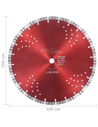 Disco da Taglio Diamantato con Turbo e Fori in Acciaio 350 mm