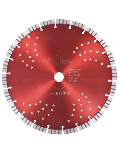 Disco da Taglio Diamantato con Turbo e Fori in Acciaio 300 mm