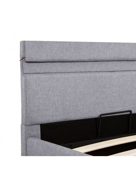 Giroletto con Contenitore e LED Grigio Chiaro Tessuto 100x200cm
