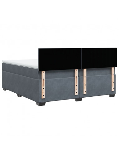 Giroletto a Molle con Materasso Grigio Scuro 200x200 cm Velluto