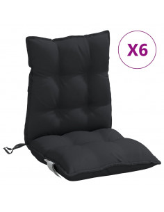 Cuscini per Sedia Schienale Basso 6 pz Neri in Tessuto Oxford 2