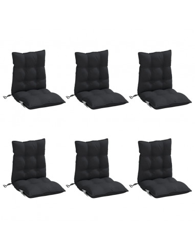 Cuscini per Sedia Schienale Basso 6 pz Neri in Tessuto Oxford