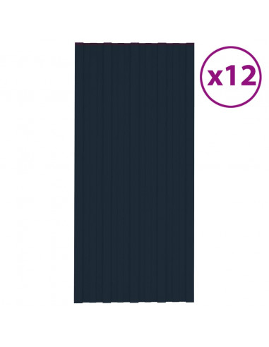 Pannelli da Tetto 12 pz in Acciaio Zincato Antracite 100x45 cm