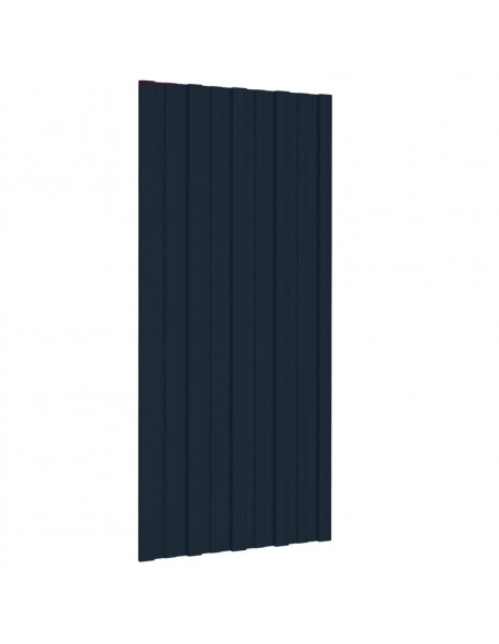 Pannelli da Tetto 12 pz in Acciaio Zincato Antracite 100x45 cm