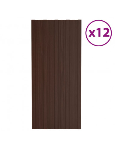 Pannelli da Tetto 12 pz in Acciaio Zincato Marrone 100x45 cm