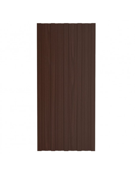 Pannelli da Tetto 12 pz in Acciaio Zincato Marrone 100x45 cm