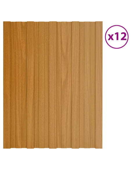 Pannelli da Tetto 12 pz in Acciaio Zincato Naturale 60x45 cm