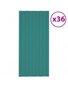 Pannelli da Tetto 36 pz in Acciaio Zincato Verde 100x45 cm 2