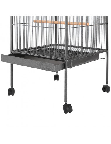 Gabbia per Uccelli Nera 54x54x146 cm in Acciaio