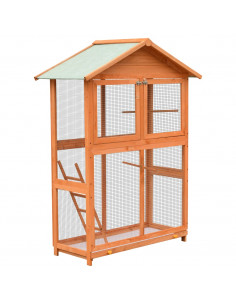 Gabbia per Uccelli in Legno di Pino e Abete 125,5x59,5x164 cm 2