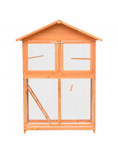 Gabbia per Uccelli in Legno di Pino e Abete 125,5x59,5x164 cm