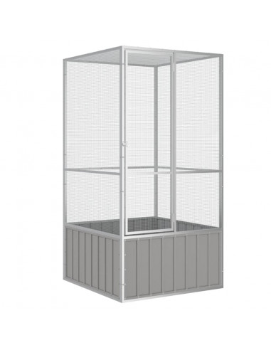 Gabbia per Uccelli Grigia 111x107x211,5 cm Acciaio Zincato