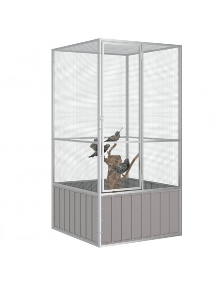 Gabbia per Uccelli Grigia 111x107x211,5 cm Acciaio Zincato